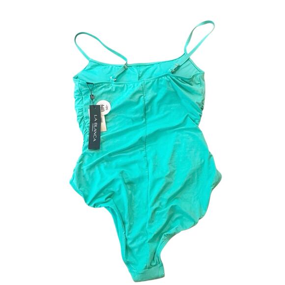 La Blanca Island Goddess Lingerie One Piece Swimsuit Seafoam Size 16 NWT - Picture 7 of 11